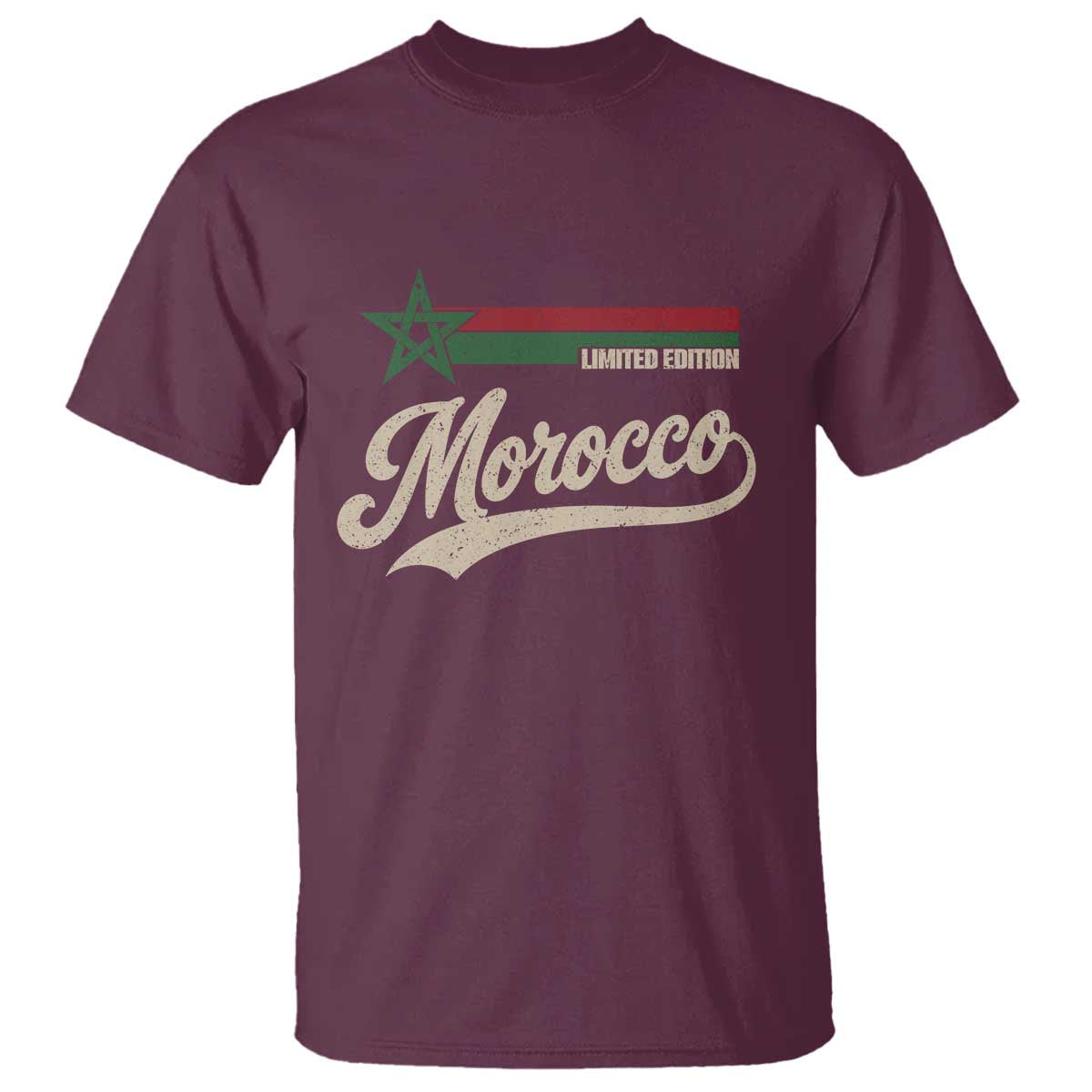 Morocco T Shirt Limited Edition Vintage Moroccan Pride Retro TS10 Maroon Print Your Wear