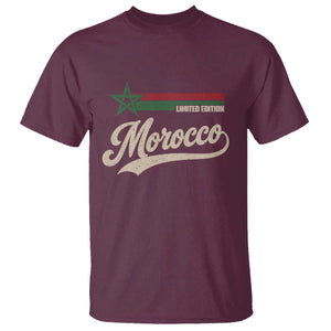 Morocco T Shirt Limited Edition Vintage Moroccan Pride Retro TS10 Maroon Print Your Wear
