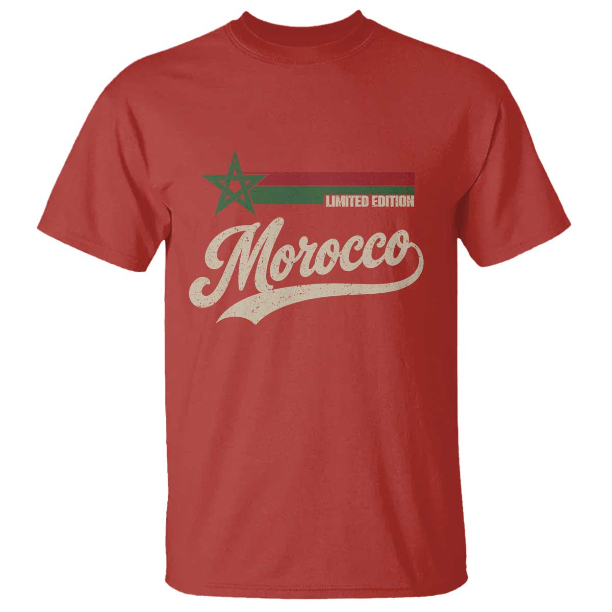 Morocco T Shirt Limited Edition Vintage Moroccan Pride Retro TS10 Red Print Your Wear