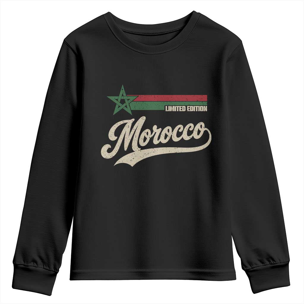 Morocco Youth Sweatshirt Limited Edition Vintage Moroccan Pride Retro TS10 Black Print Your Wear