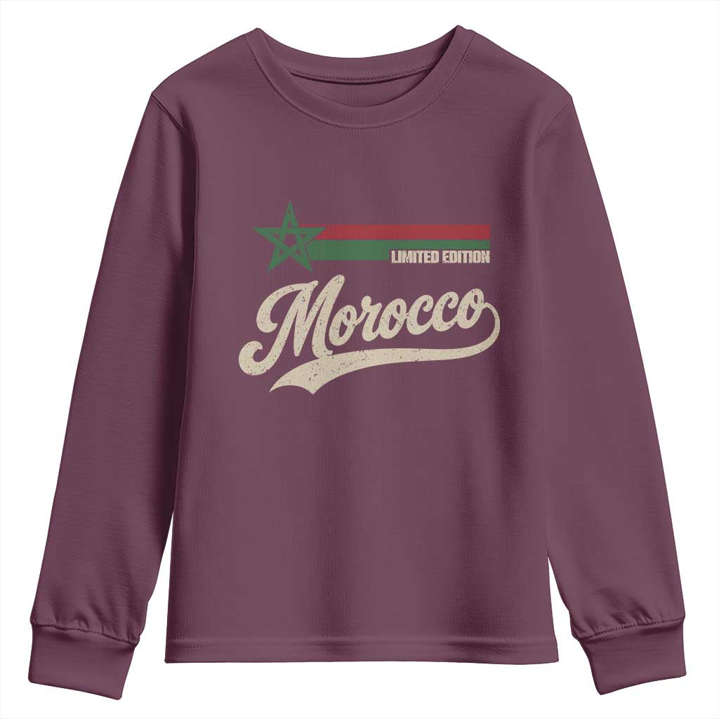 Morocco Youth Sweatshirt Limited Edition Vintage Moroccan Pride Retro TS10 Maroon Print Your Wear