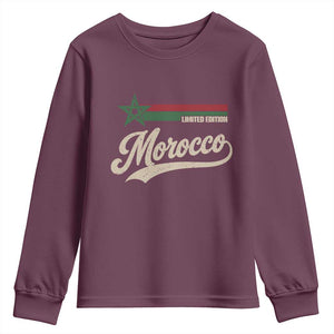 Morocco Youth Sweatshirt Limited Edition Vintage Moroccan Pride Retro TS10 Maroon Print Your Wear