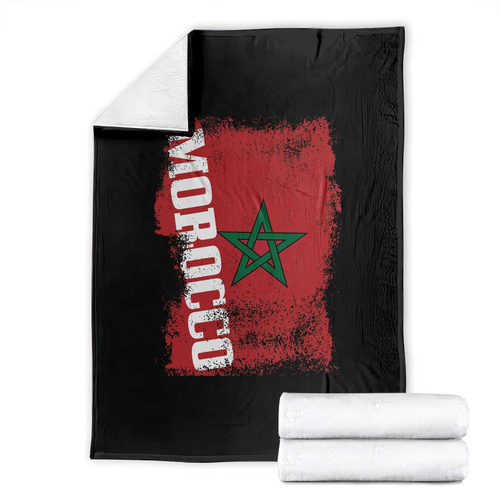 Morocco Flag Distressed Vintage Patriotic Pride Gift for Proud Moroccan Throw Blanket TS10 Black Print Your Wear