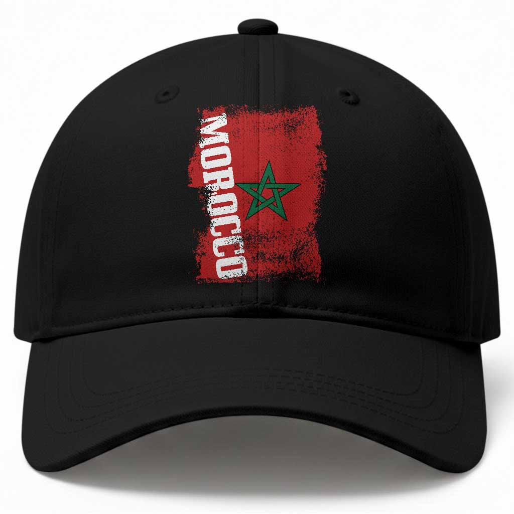 Morocco Flag Distressed Vintage Patriotic Pride Gift for Proud Moroccan Baseball Cap TS10 Print Your Wear