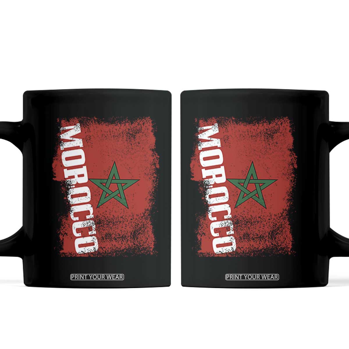 Morocco Flag Distressed Vintage Patriotic Pride Gift for Proud Moroccan Coffee Mug TS10 Black Print Your Wear