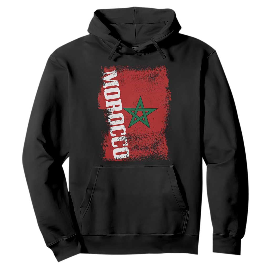 Morocco Flag Distressed Vintage Patriotic Pride Gift for Proud Moroccan Hoodie TS10 Black Print Your Wear