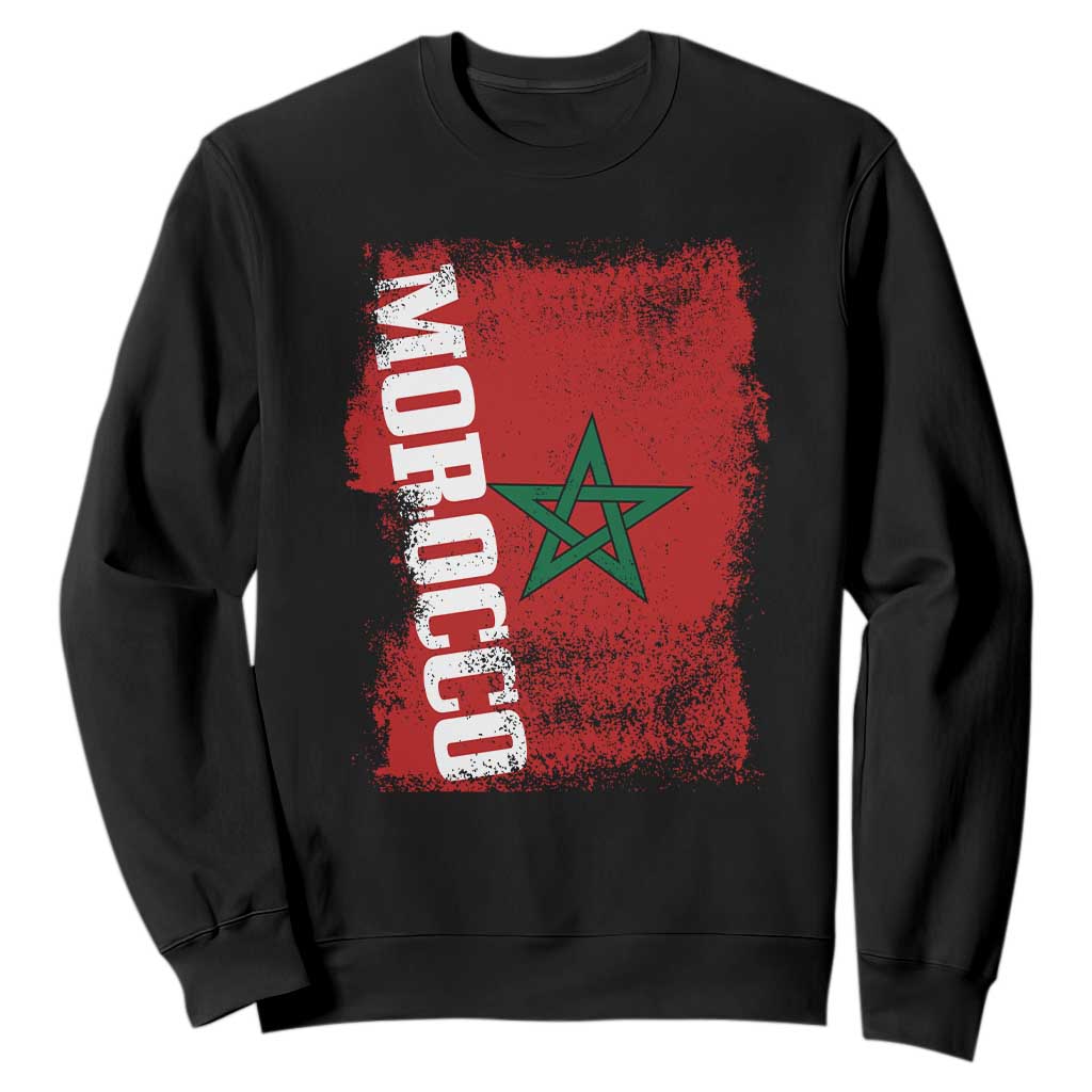 Morocco Flag Distressed Vintage Patriotic Pride Gift for Proud Moroccan Sweatshirt TS10 Black Print Your Wear
