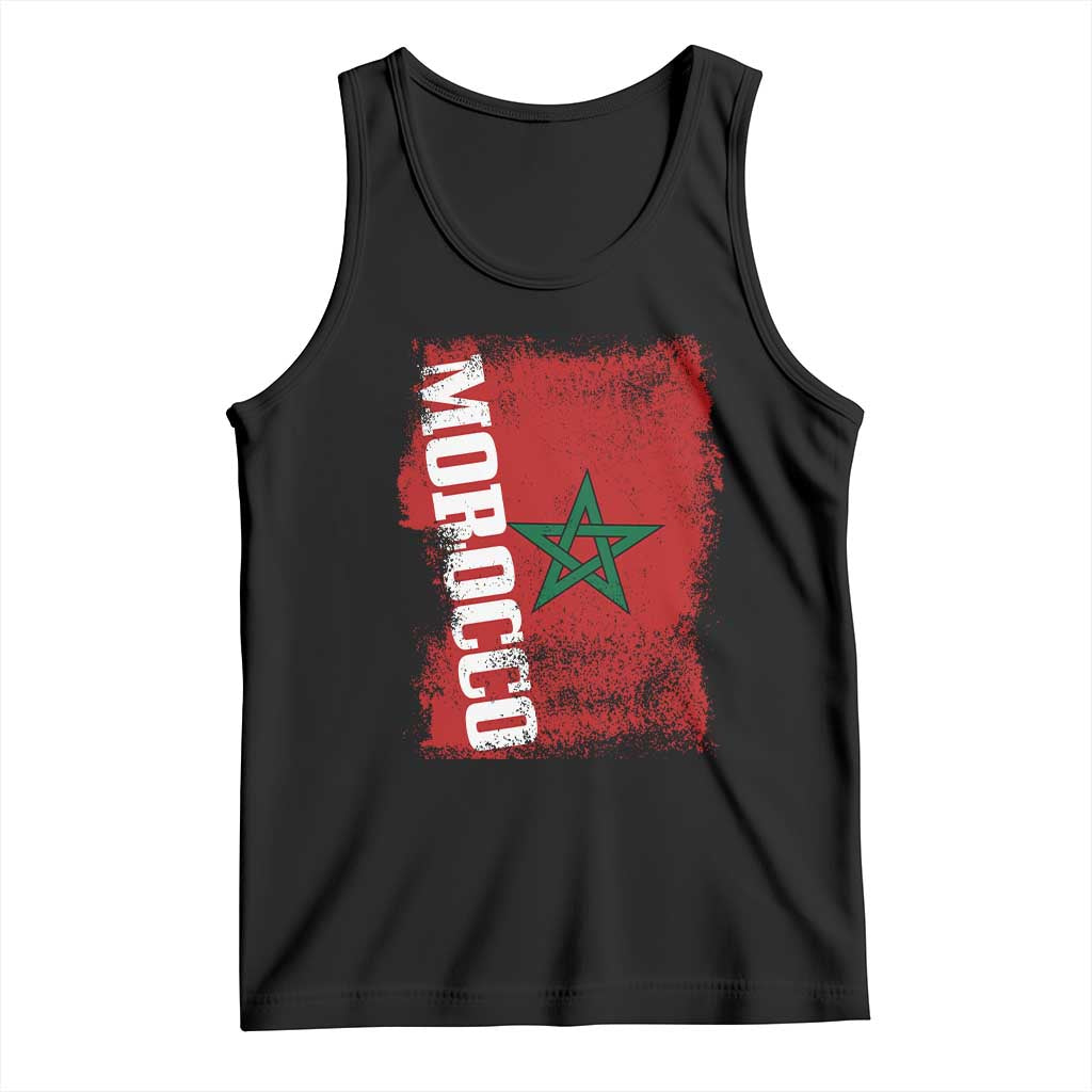 Morocco Flag Distressed Vintage Patriotic Pride Gift for Proud Moroccan Tank Top TS10 Black Print Your Wear