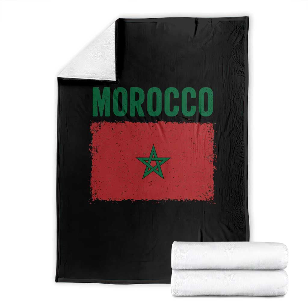 Morocco Flag Throw Blanket Vintage Distressed Patriotic Pride Gift for Proud Moroccan TS10 Black Print Your Wear