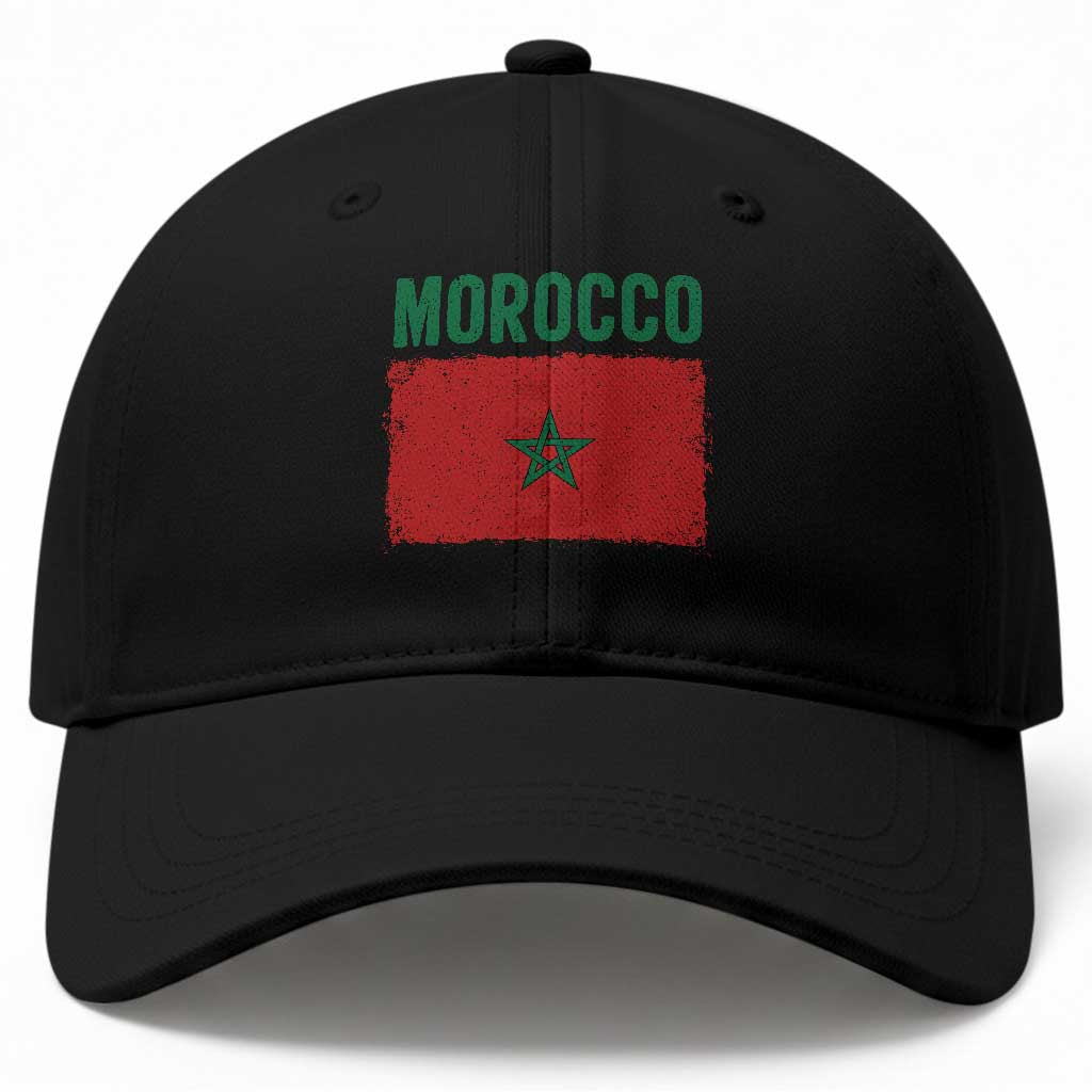 Morocco Flag Baseball Cap Vintage Distressed Patriotic Pride Gift for Proud Moroccan TS10 Print Your Wear