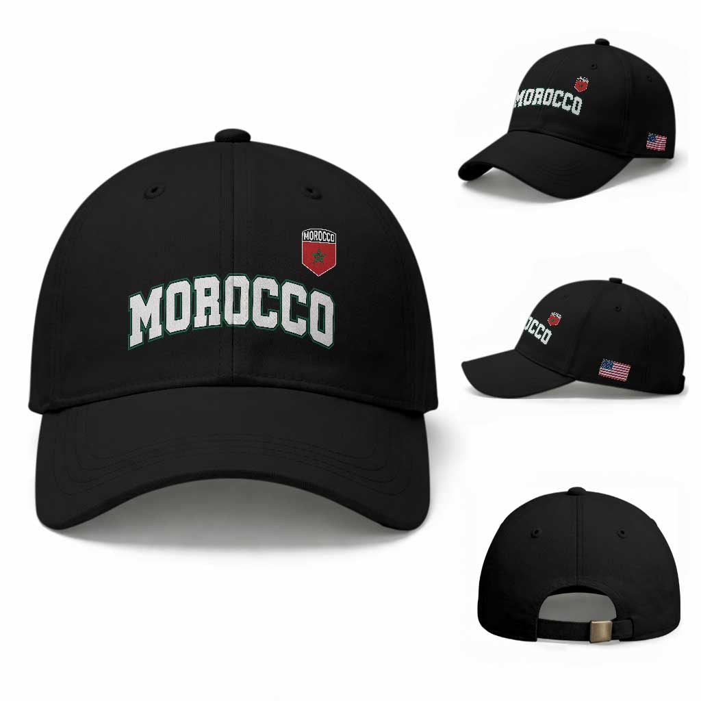 Morocco Moroccan Flag Vintage Pride Baseball Cap TS10 Baseball Cap Universal Fit Black Print Your Wear