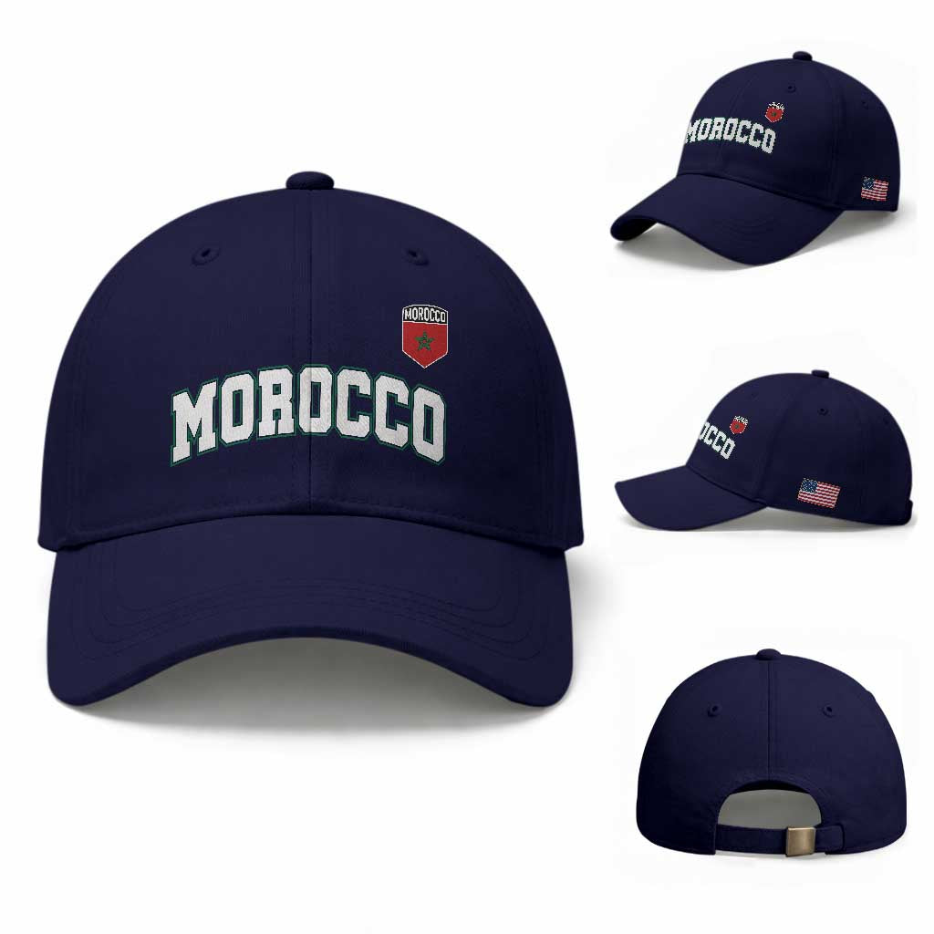 Morocco Moroccan Flag Vintage Pride Baseball Cap TS10 Baseball Cap Universal Fit Dark Blue Print Your Wear