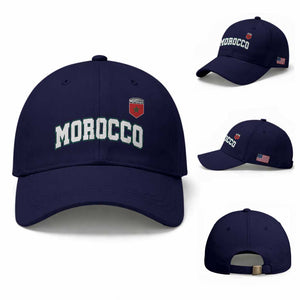 Morocco Moroccan Flag Vintage Pride Baseball Cap TS10 Baseball Cap Universal Fit Dark Blue Print Your Wear