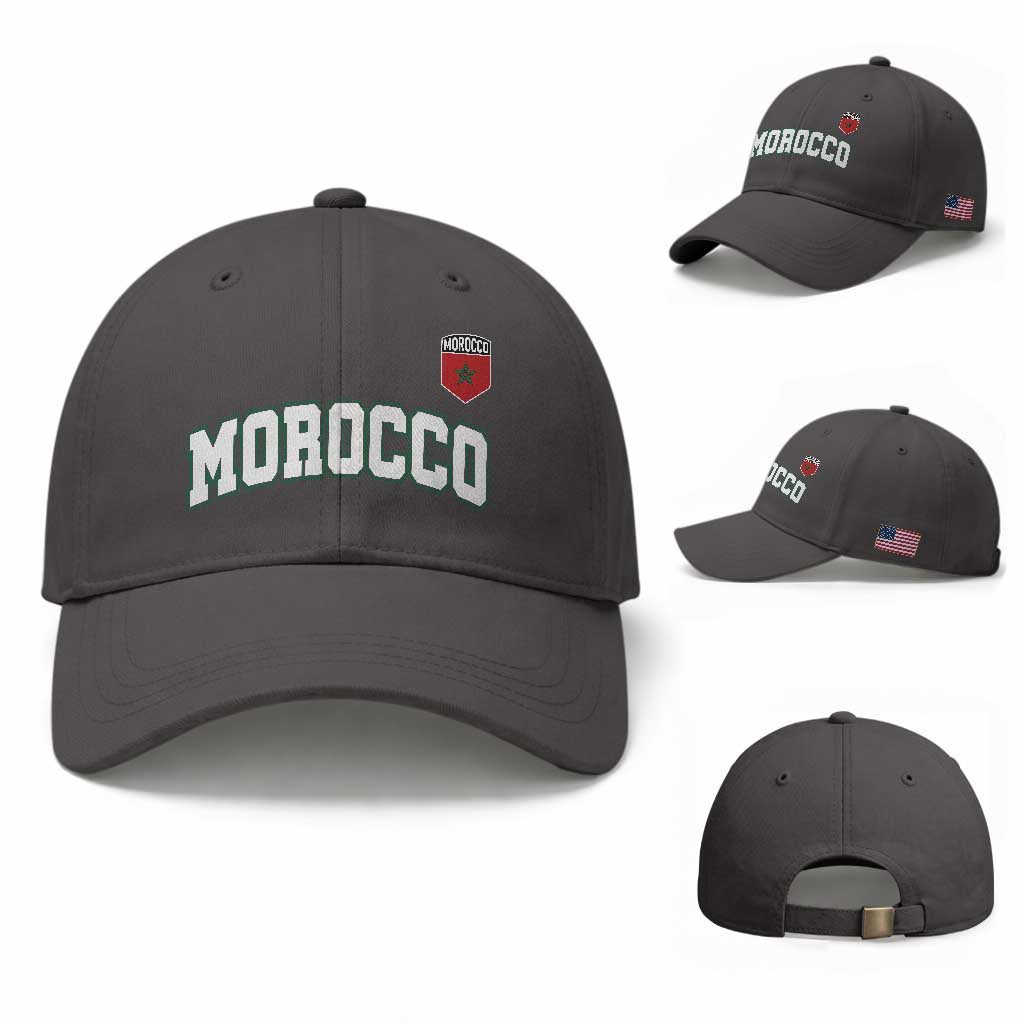 Morocco Moroccan Flag Vintage Pride Baseball Cap TS10 Baseball Cap Universal Fit Dark Gray Print Your Wear