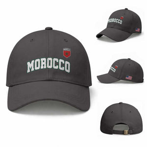 Morocco Moroccan Flag Vintage Pride Baseball Cap TS10 Baseball Cap Universal Fit Dark Gray Print Your Wear