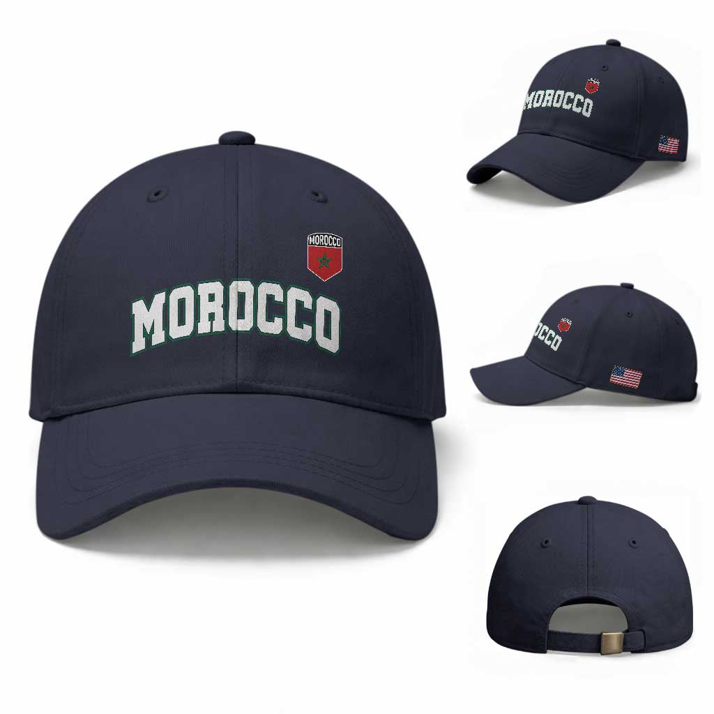 Morocco Moroccan Flag Vintage Pride Baseball Cap TS10 Baseball Cap Universal Fit Navy Print Your Wear