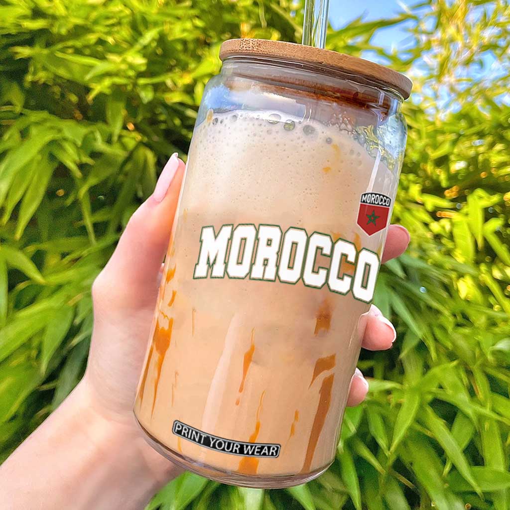 Morocco Moroccan Flag Vintage Pride Glass Can TS10 Black Print Your Wear