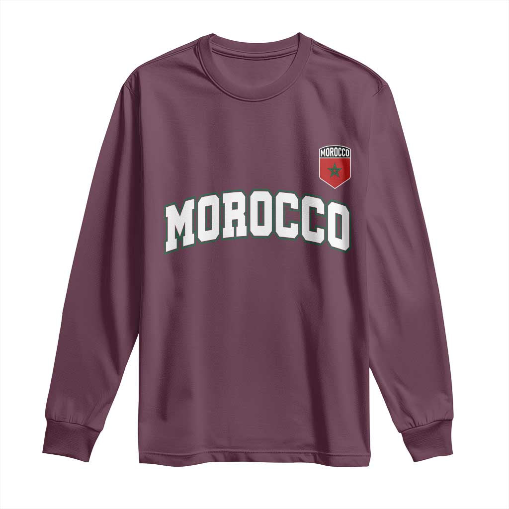 Morocco Moroccan Flag Vintage Pride Long Sleeve Shirt TS10 Maroon Print Your Wear