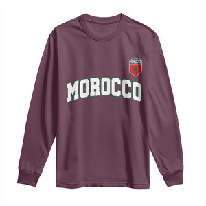 Morocco Moroccan Flag Vintage Pride Long Sleeve Shirt TS10 Maroon Print Your Wear