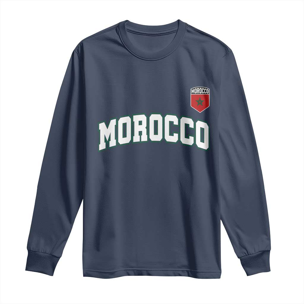 Morocco Moroccan Flag Vintage Pride Long Sleeve Shirt TS10 Navy Print Your Wear