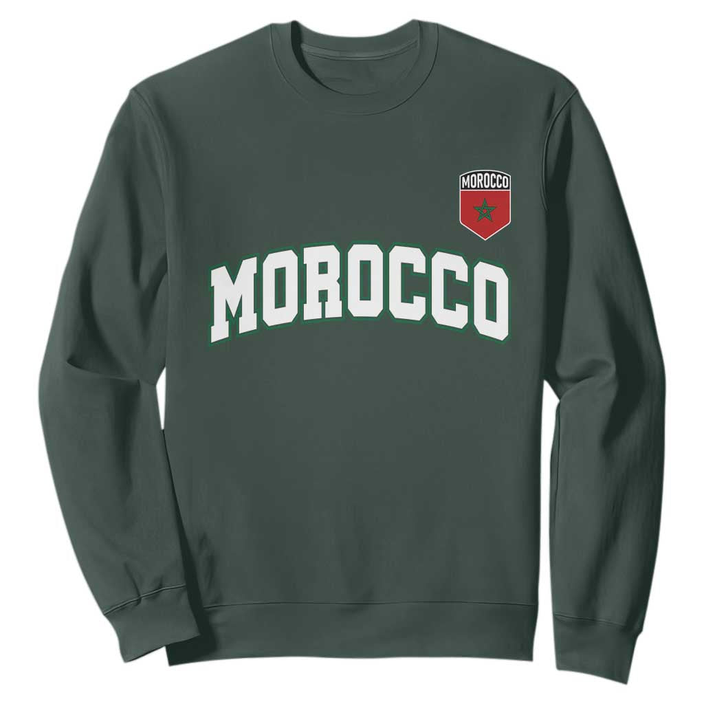 Morocco Moroccan Flag Vintage Pride Sweatshirt TS10 Dark Forest Green Print Your Wear
