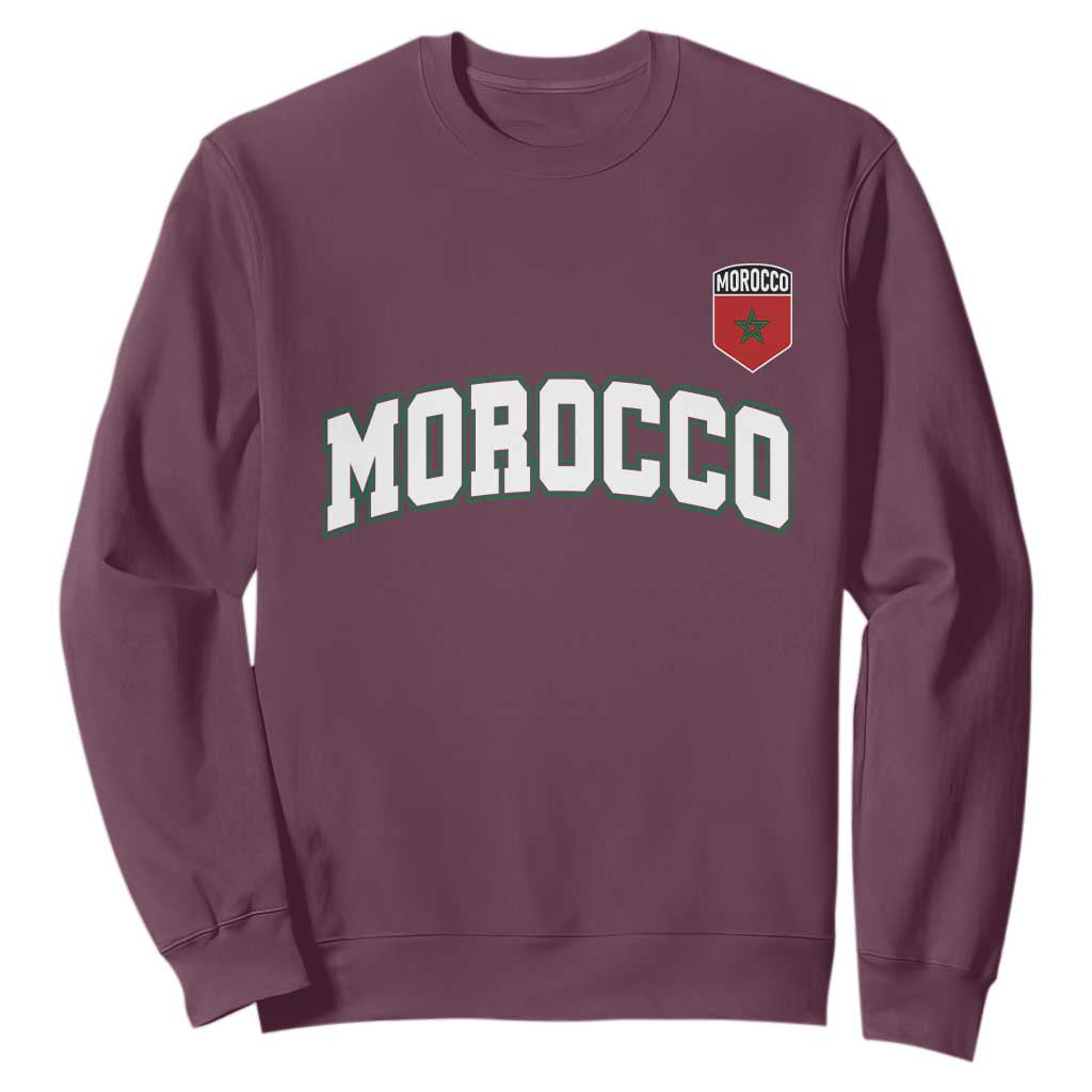 Morocco Moroccan Flag Vintage Pride Sweatshirt TS10 Maroon Print Your Wear