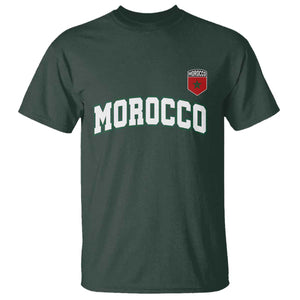 Morocco Moroccan Flag Vintage Pride T Shirt TS10 Dark Forest Green Print Your Wear