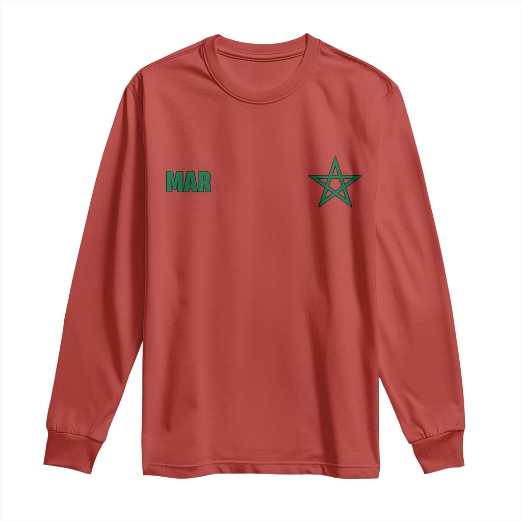 Morocco Long Sleeve Shirt Green Star Minimalist Patriotic Pride Gift for Proud Moroccan TS10 Red Print Your Wear