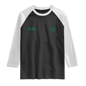 Morocco Raglan Shirt Green Star Minimalist Patriotic Pride Gift for Proud Moroccan TS10 Black White Print Your Wear