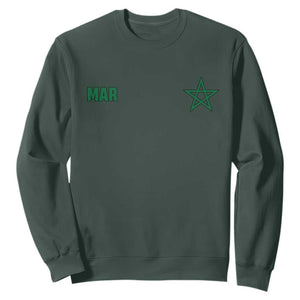 Morocco Sweatshirt Green Star Minimalist Patriotic Pride Gift for Proud Moroccan TS10 Dark Forest Green Print Your Wear