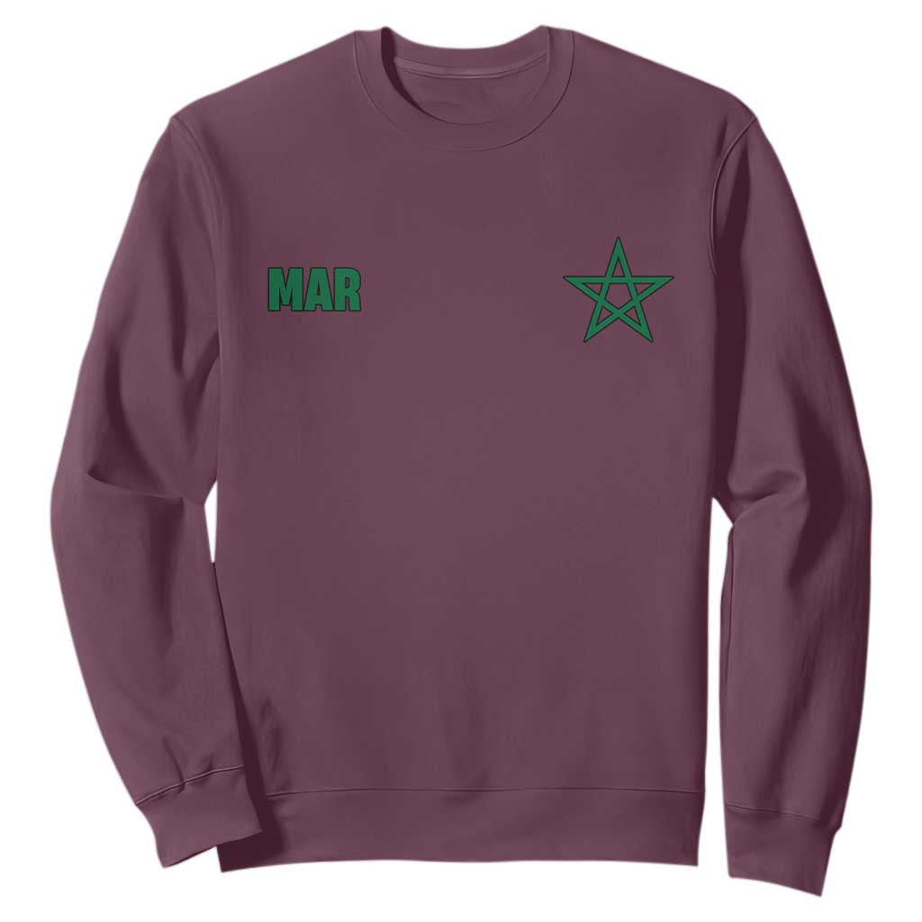 Morocco Sweatshirt Green Star Minimalist Patriotic Pride Gift for Proud Moroccan TS10 Maroon Print Your Wear