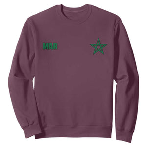 Morocco Sweatshirt Green Star Minimalist Patriotic Pride Gift for Proud Moroccan TS10 Maroon Print Your Wear