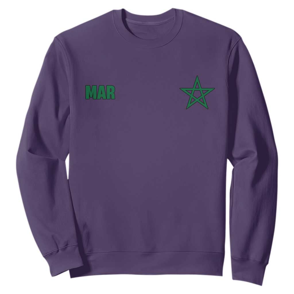 Morocco Sweatshirt Green Star Minimalist Patriotic Pride Gift for Proud Moroccan TS10 Purple Print Your Wear
