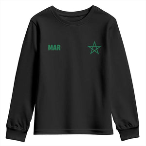 Morocco Youth Sweatshirt Green Star Minimalist Patriotic Pride Gift for Proud Moroccan TS10 Black Print Your Wear