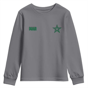 Morocco Youth Sweatshirt Green Star Minimalist Patriotic Pride Gift for Proud Moroccan TS10 Charcoal Print Your Wear