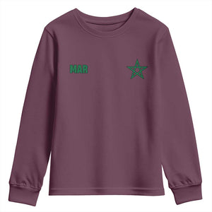 Morocco Youth Sweatshirt Green Star Minimalist Patriotic Pride Gift for Proud Moroccan TS10 Maroon Print Your Wear