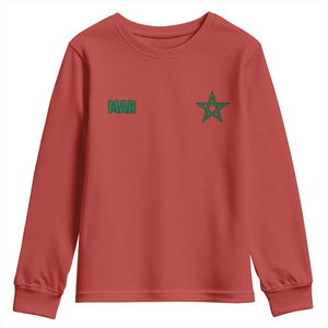 Morocco Youth Sweatshirt Green Star Minimalist Patriotic Pride Gift for Proud Moroccan TS10 Red Print Your Wear