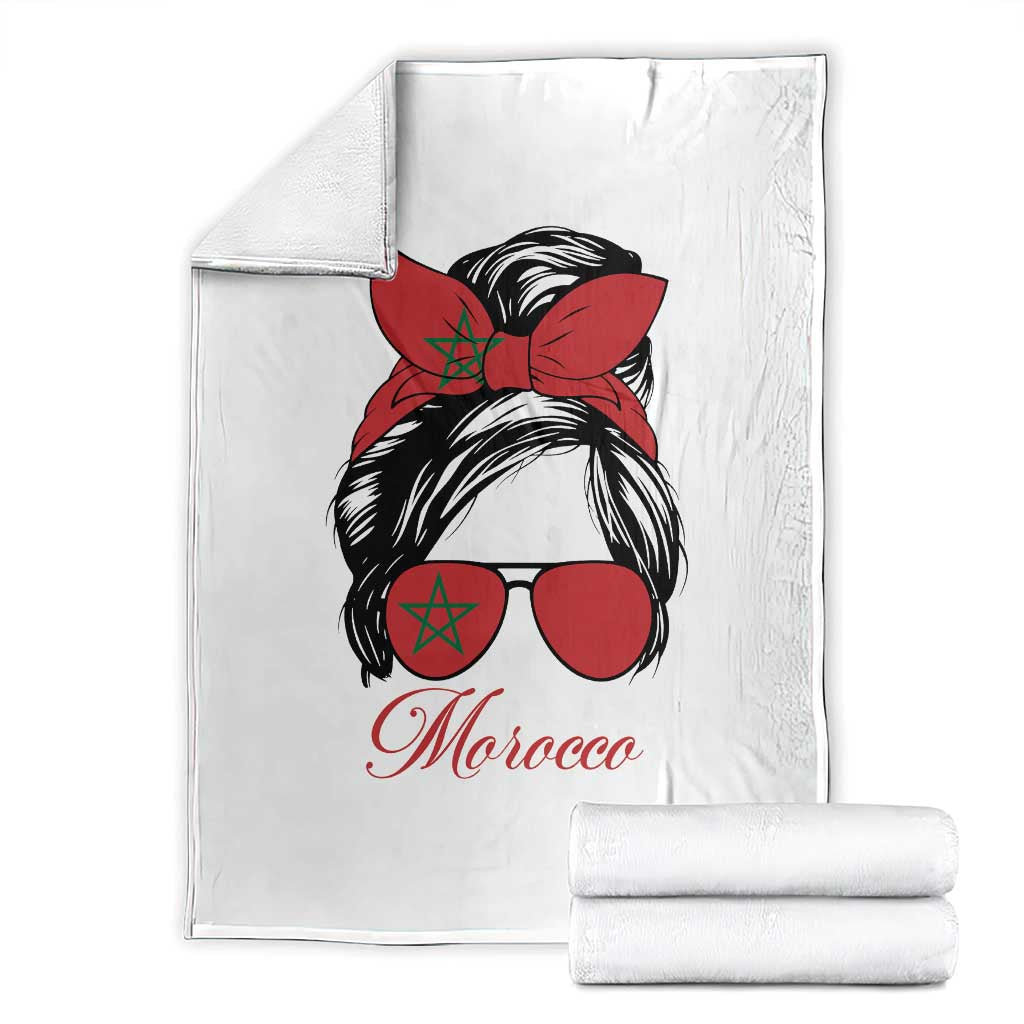 Morocco Girl Throw Blanket Moroccan Princess Morocco Flag Messy Bun TS10 White Print Your Wear