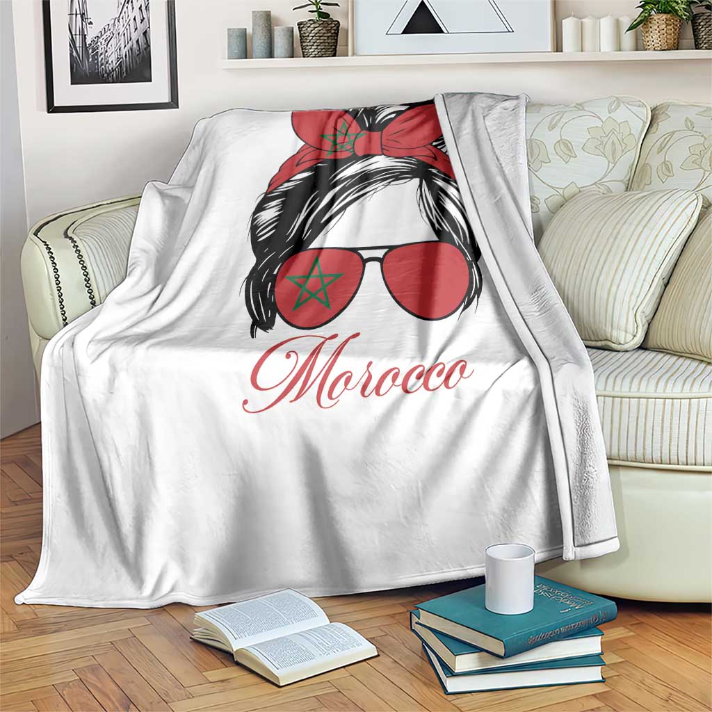 Morocco Girl Throw Blanket Moroccan Princess Morocco Flag Messy Bun TS10 Print Your Wear