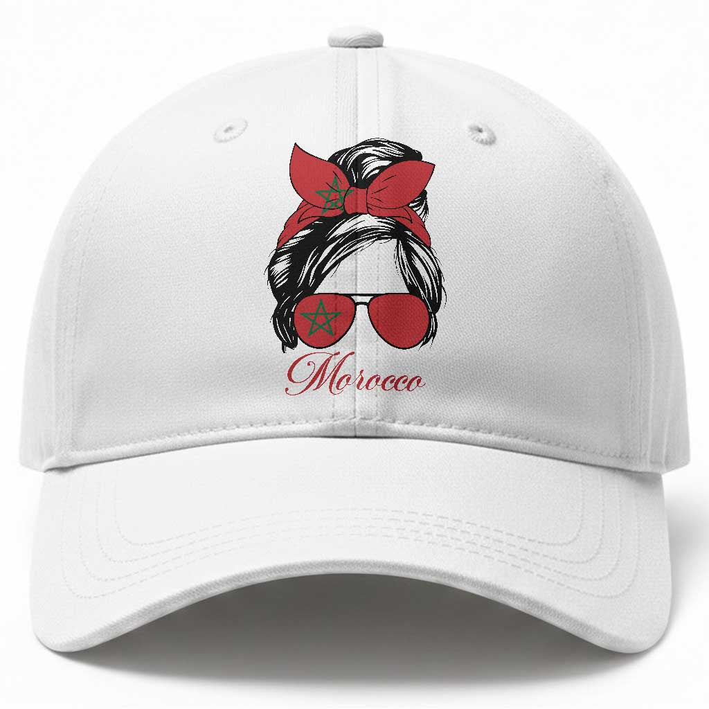 Morocco Girl Baseball Cap Moroccan Princess Morocco Flag Messy Bun TS10 Print Your Wear