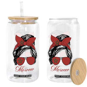 Morocco Girl Glass Can Moroccan Princess Morocco Flag Messy Bun TS10 Print Your Wear