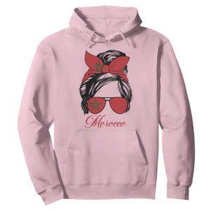 Morocco Girl Hoodie Moroccan Princess Morocco Flag Messy Bun TS10 Light Pink Print Your Wear