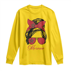 Morocco Girl Long Sleeve Shirt Moroccan Princess Morocco Flag Messy Bun TS10 Daisy Print Your Wear