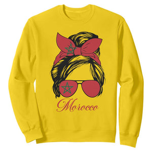 Morocco Girl Sweatshirt Moroccan Princess Morocco Flag Messy Bun TS10 Daisy Print Your Wear