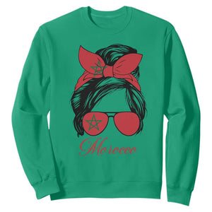Morocco Girl Sweatshirt Moroccan Princess Morocco Flag Messy Bun TS10 Irish Green Print Your Wear