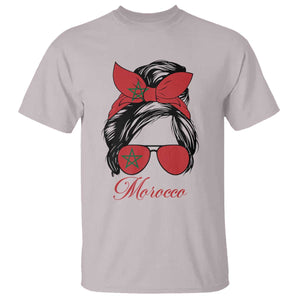 Morocco Girl T Shirt Moroccan Princess Morocco Flag Messy Bun TS10 Ice Gray Print Your Wear