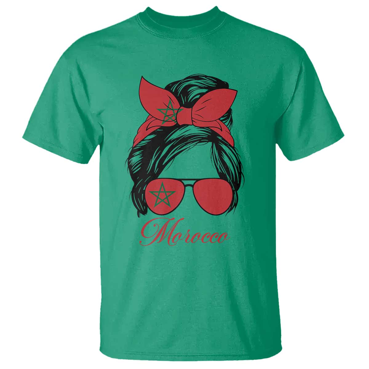 Morocco Girl T Shirt Moroccan Princess Morocco Flag Messy Bun TS10 Irish Green Print Your Wear