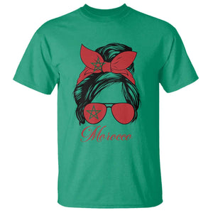 Morocco Girl T Shirt Moroccan Princess Morocco Flag Messy Bun TS10 Irish Green Print Your Wear