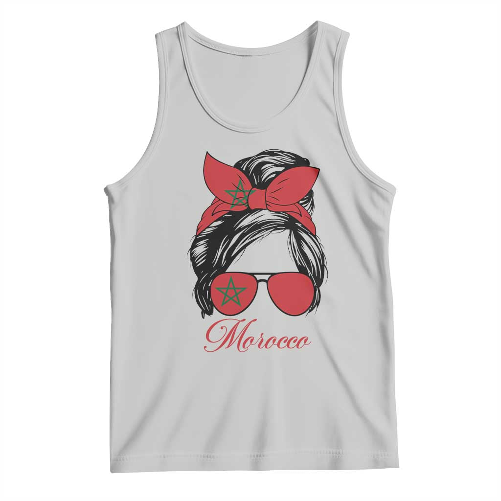 Morocco Girl Tank Top Moroccan Princess Morocco Flag Messy Bun TS10 Ash Print Your Wear