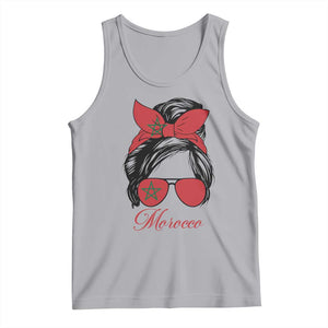 Morocco Girl Tank Top Moroccan Princess Morocco Flag Messy Bun TS10 Athletic Heather Print Your Wear